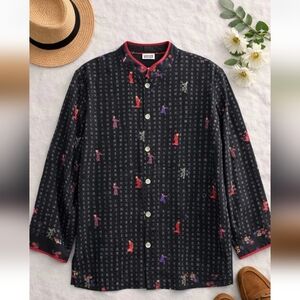 NWT Chicos Designs Black Silk Asian Inspired Button Up Kimono/jacket. Ladies 16